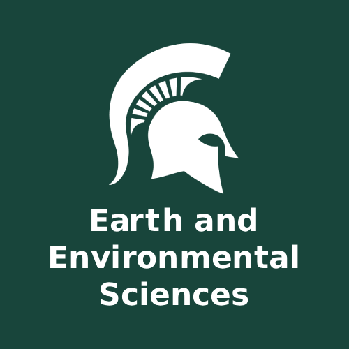 White on green background spartan helmet logo for the department of earth and environmental sciences